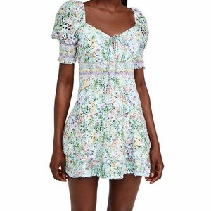 Alice + Olivia Crawford Floral Sweetheart Puff Sleeve Minidress